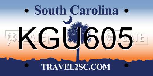 KGU605 South Carolina License Plate