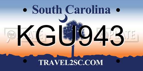 KGU943 South Carolina License Plate