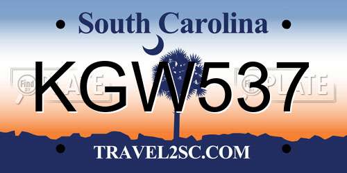KGW537 South Carolina License Plate