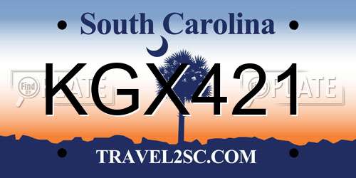 KGX421 South Carolina License Plate