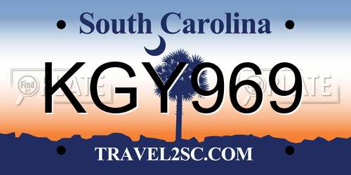 KGY969 South Carolina License Plate