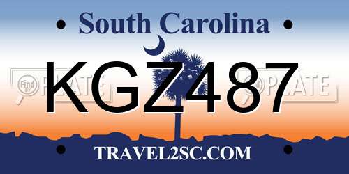 KGZ487 South Carolina License Plate