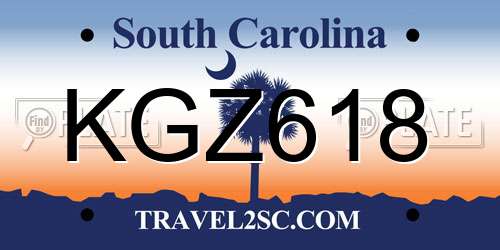 KGZ618 South Carolina License Plate