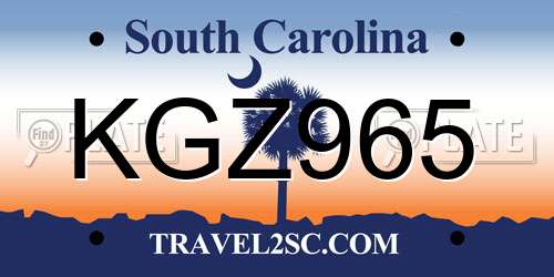KGZ965 South Carolina License Plate
