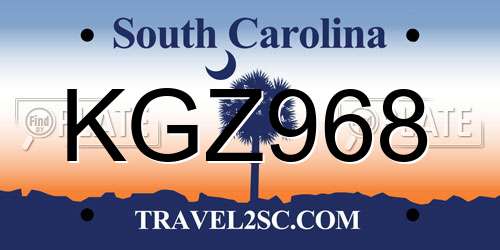 KGZ968 South Carolina License Plate