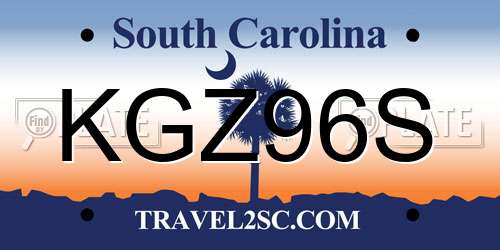 KGZ96S South Carolina License Plate