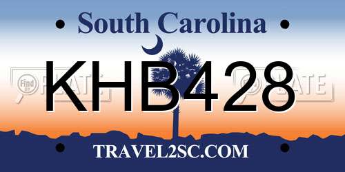 KHB428 South Carolina License Plate