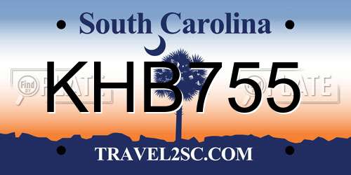 KHB755 South Carolina License Plate