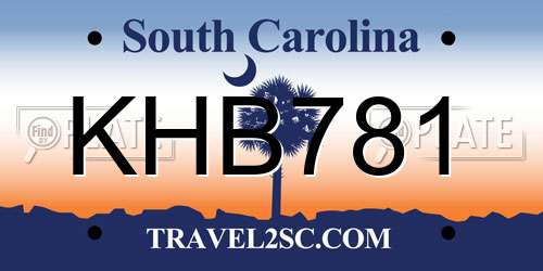 KHB781 South Carolina License Plate