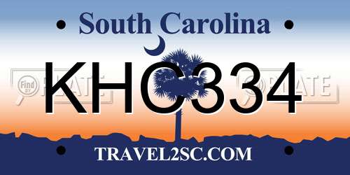 KHC334 South Carolina License Plate
