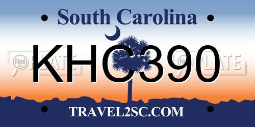 KHC390 South Carolina License Plate