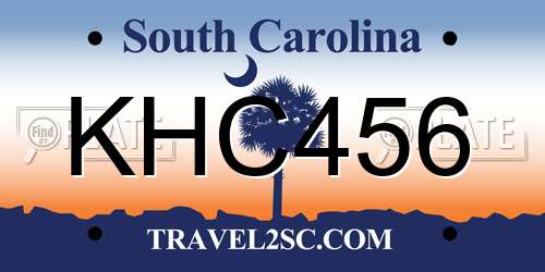 KHC456 South Carolina License Plate