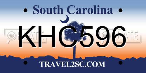 KHC596 South Carolina License Plate
