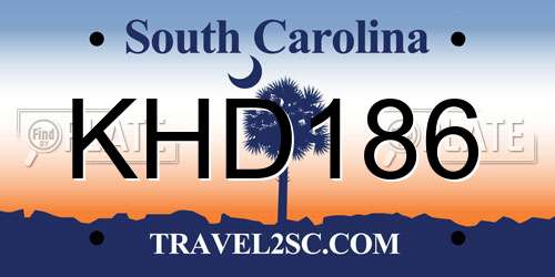 KHD186 South Carolina License Plate