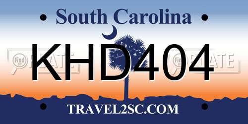 KHD404 South Carolina License Plate