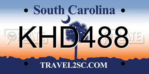 KHD488 South Carolina License Plate