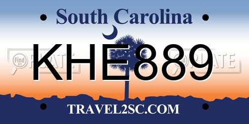KHE889 South Carolina License Plate