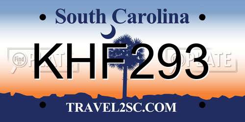 KHF293 South Carolina License Plate