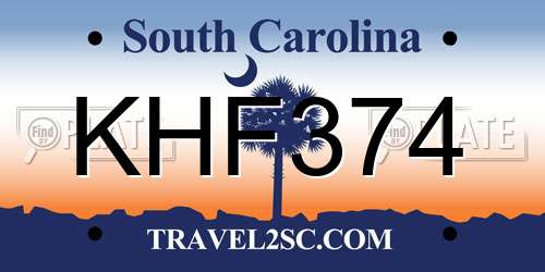 KHF374 South Carolina License Plate
