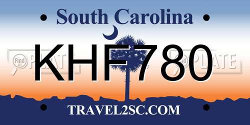 KHF780 South Carolina License Plate