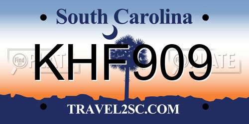 KHF909 South Carolina License Plate
