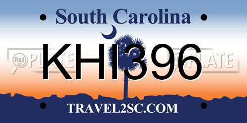 KHI396 South Carolina License Plate