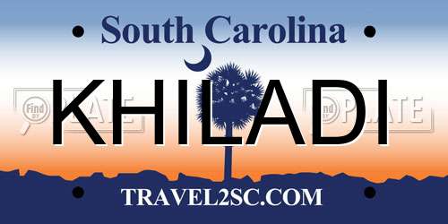 KHILADI South Carolina License Plate