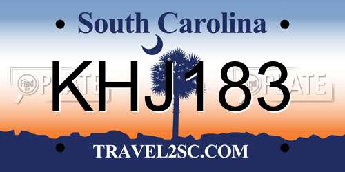 KHJ183 South Carolina License Plate