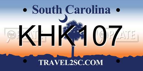 KHK107 South Carolina License Plate