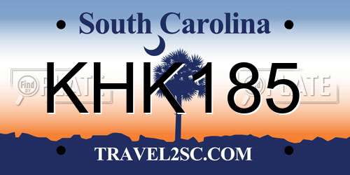 KHK185 South Carolina License Plate