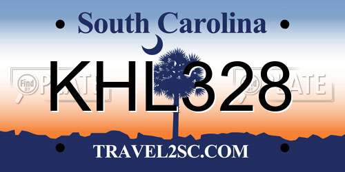 KHL328 South Carolina License Plate