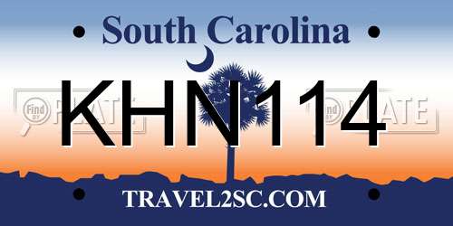 KHN114 South Carolina License Plate