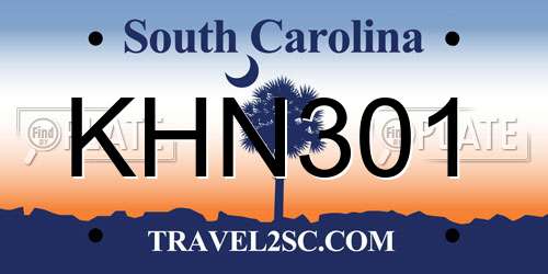 KHN301 South Carolina License Plate