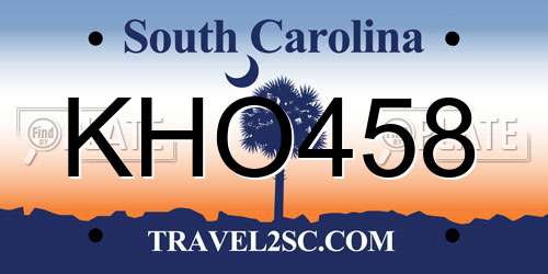 KHO458 South Carolina License Plate