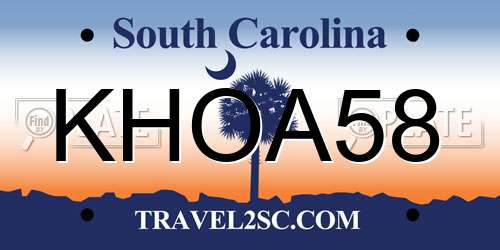 KHOA58 South Carolina License Plate