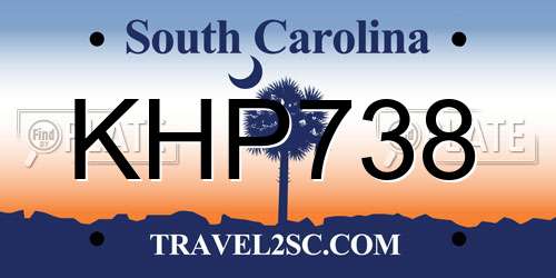 KHP738 South Carolina License Plate
