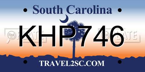 KHP746 South Carolina License Plate