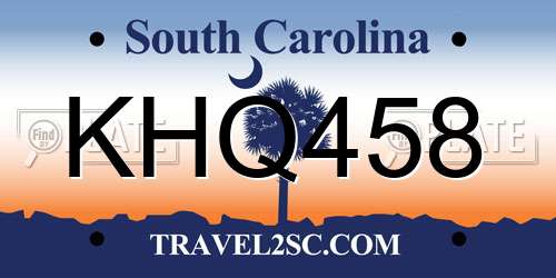 KHQ458 South Carolina License Plate
