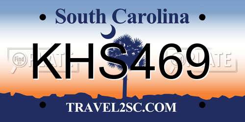 KHS469 South Carolina License Plate