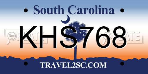 KHS768 South Carolina License Plate