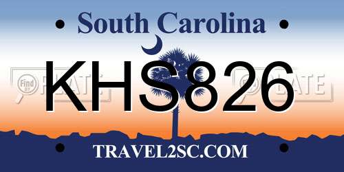 KHS826 South Carolina License Plate