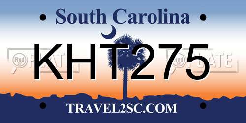 KHT275 South Carolina License Plate