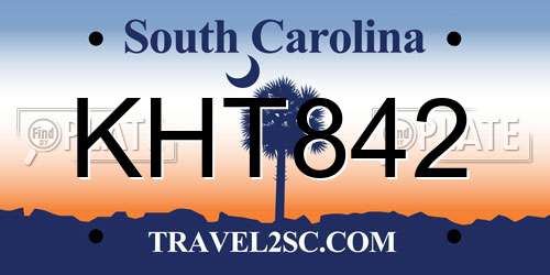 KHT842 South Carolina License Plate