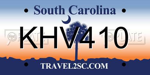 KHV410 South Carolina License Plate