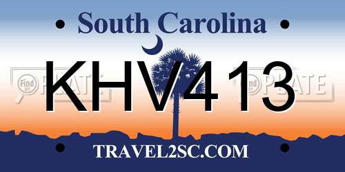 KHV413 South Carolina License Plate