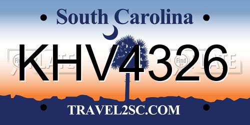 KHV4326 South Carolina License Plate