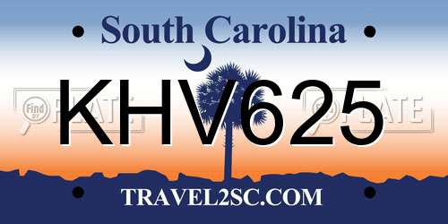 KHV625 South Carolina License Plate