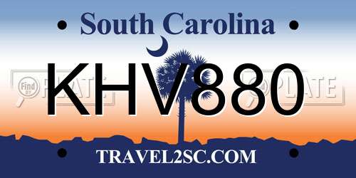 KHV880 South Carolina License Plate