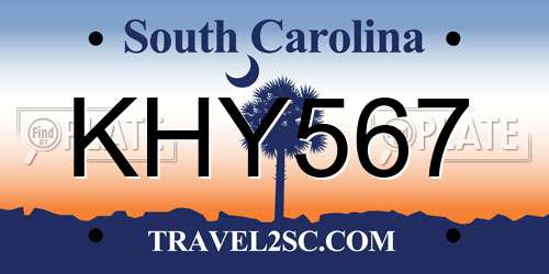 KHY567 South Carolina License Plate