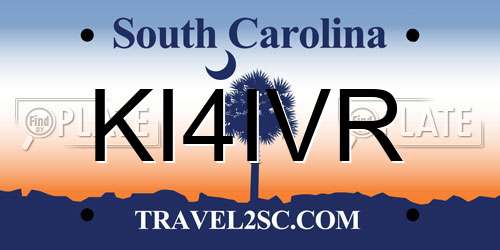KI4IVR South Carolina License Plate